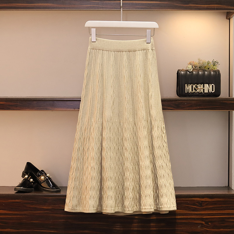 Hosszú női szoknya magas derékkal, fekete és bézs színben