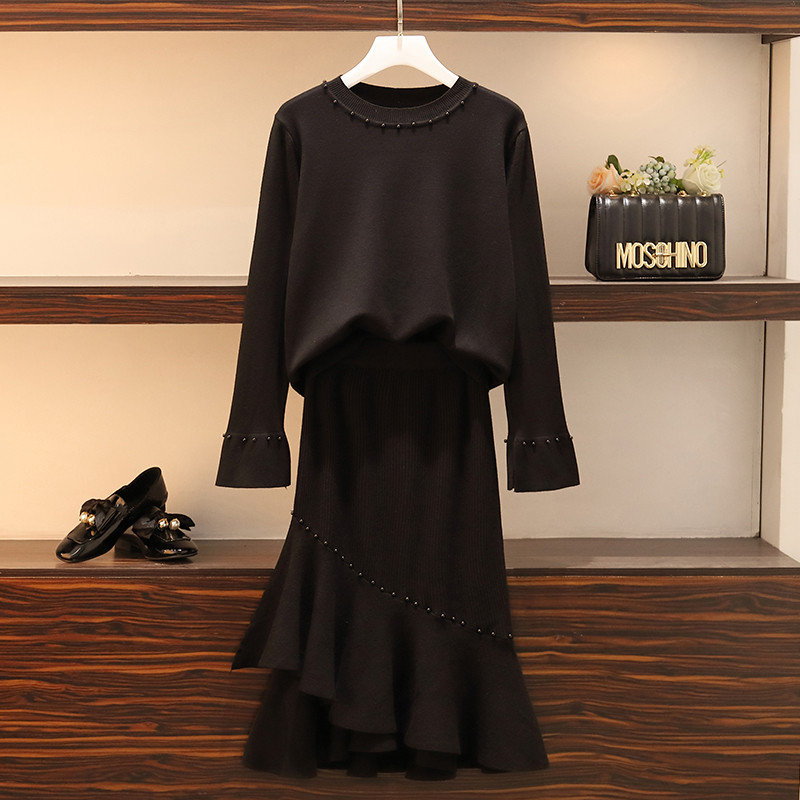 Kétrészes női szett fekete és zöld színben 4XL méretig