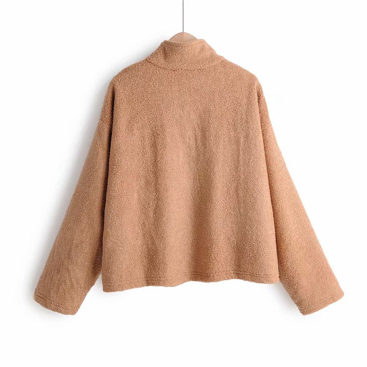 Hanorac scurt dama - model larg de culoare maro