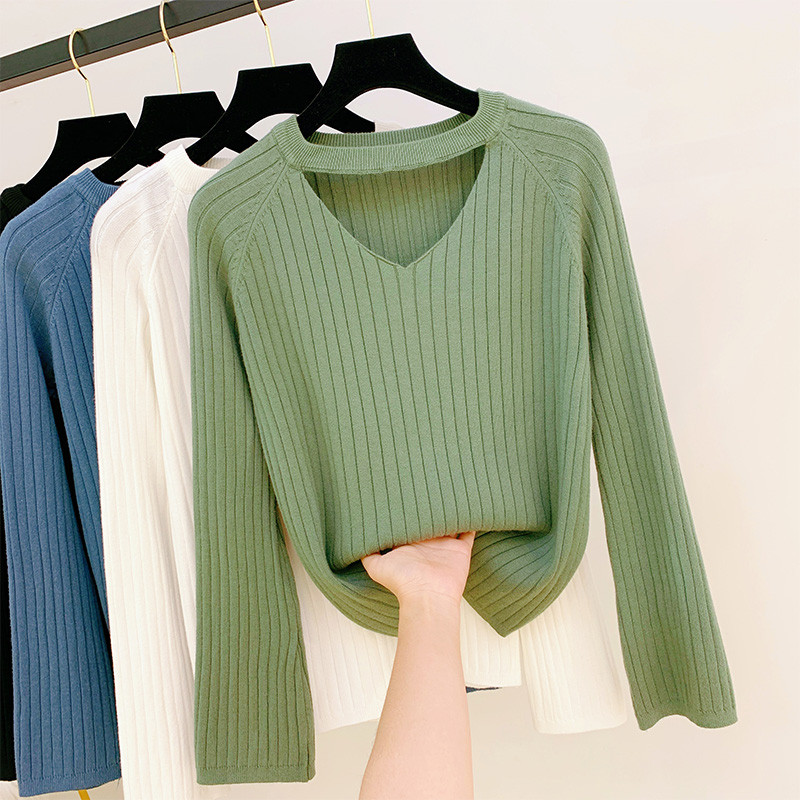 Модерен дамски пуловер с дълъг ръкав в четири цвята
