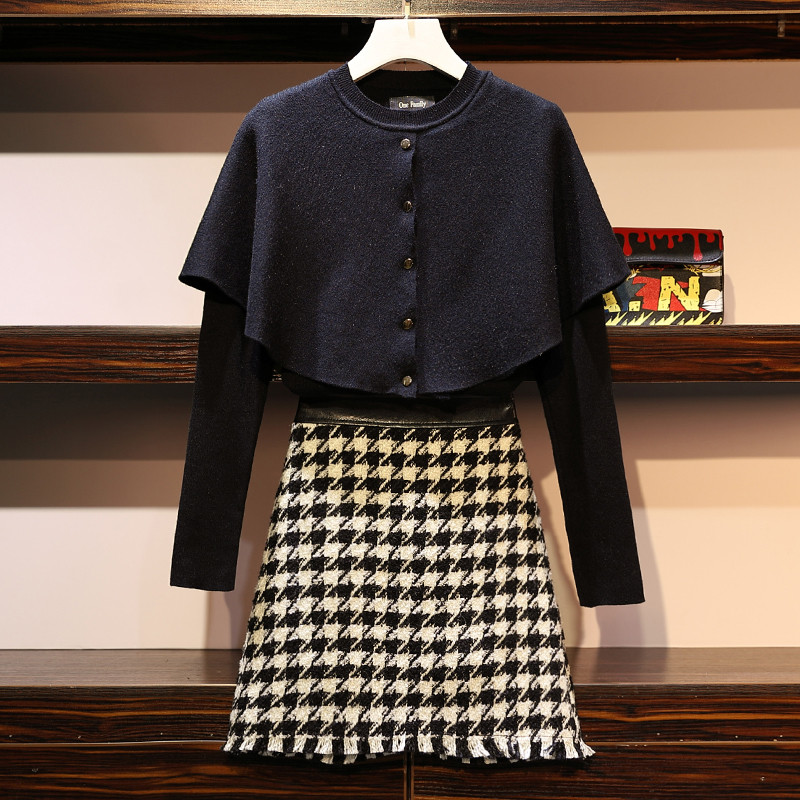 Kétrészes őszi női szett fekete és barna színben 5XL méretig