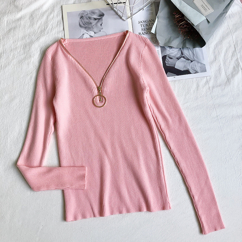 Bluză casual de damă în cinci culori cu fermoar