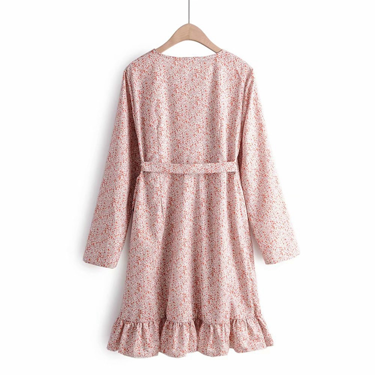 Γυναικείο casual φόρεμα με βαθύ λαιμόκοψη και  κορδόνια