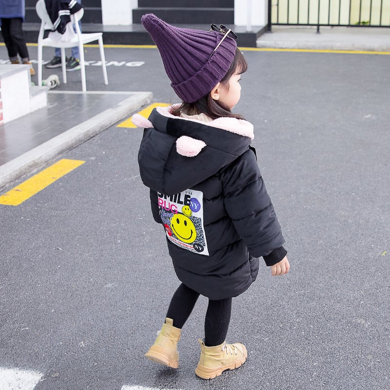 Új modell 3D elemes gyerek téli kabát lányoknak két színben