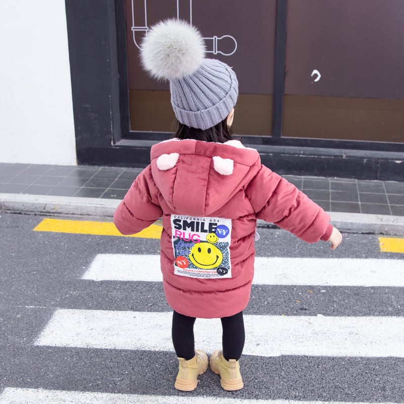 Új modell 3D elemes gyerek téli kabát lányoknak két színben