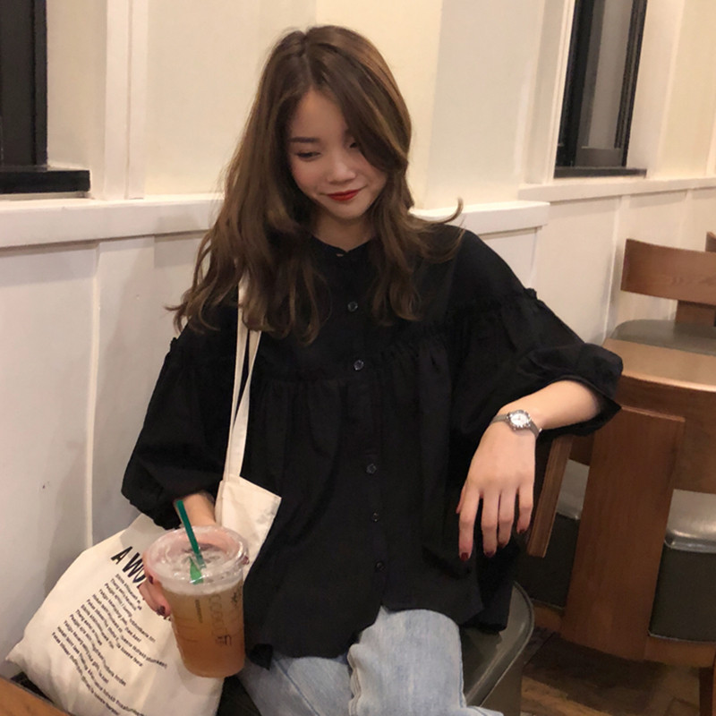 Modern női ing két színben kék és fekete