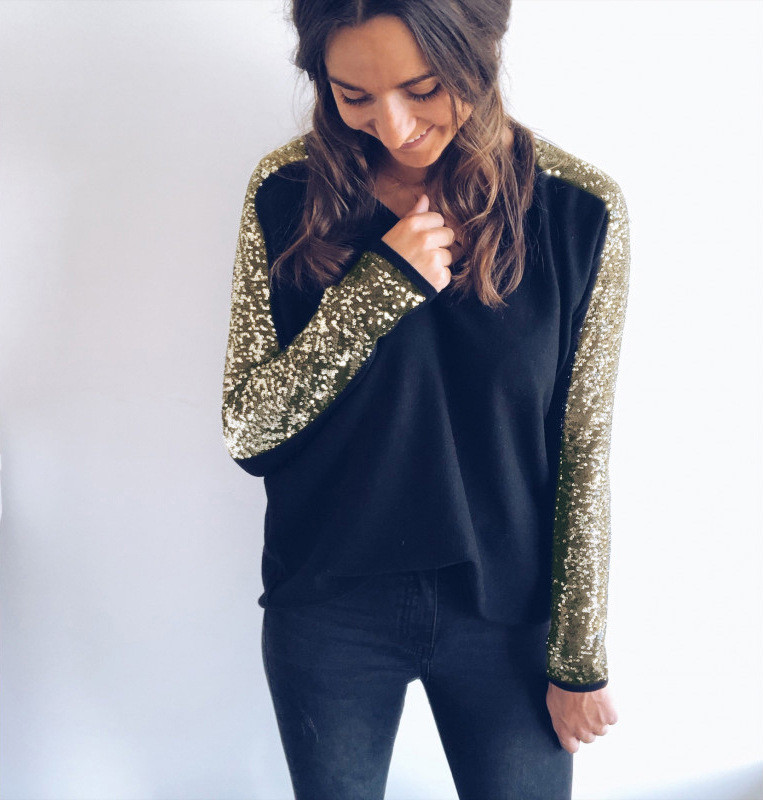 Lezser női blúz hosszú ujjal és flitterekkel, két színben