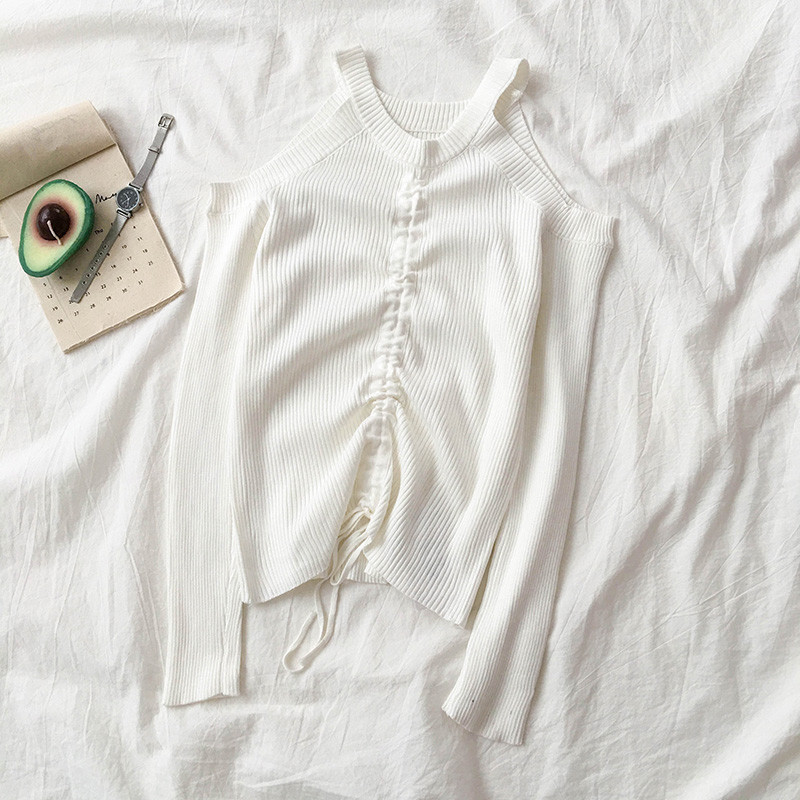 Női blúz három színben, csupasz váll és nyakkendő