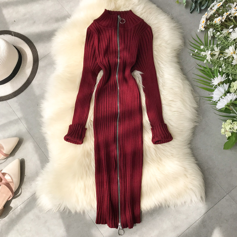 Hétköznapi női ruha cipzárral, többféle színben