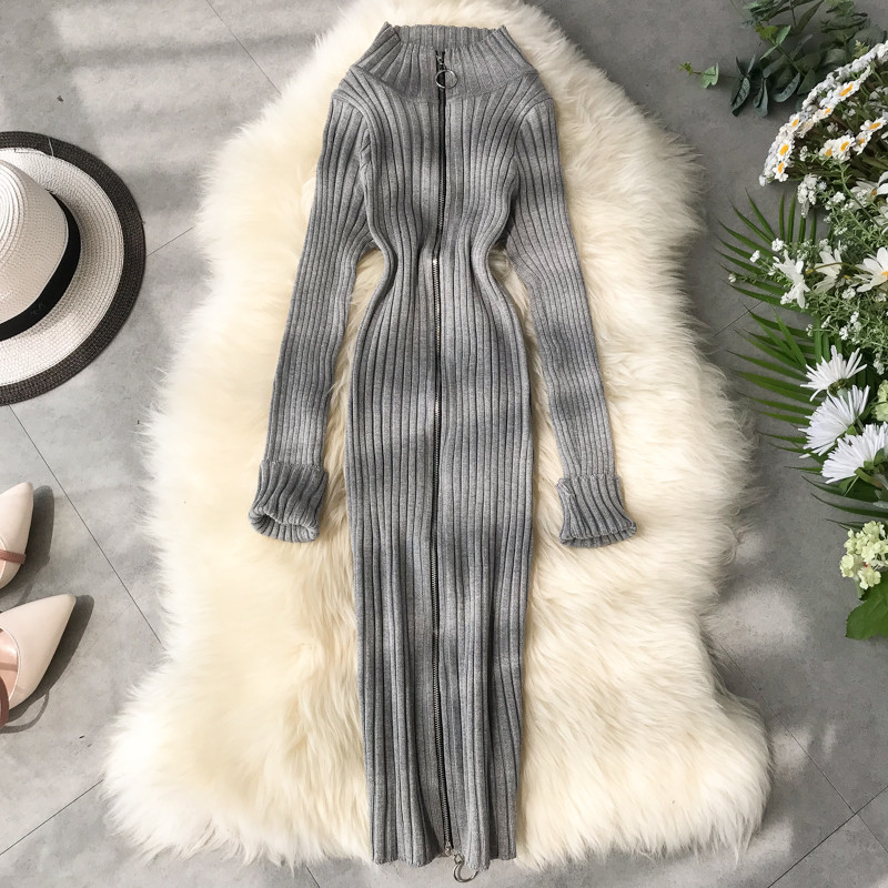 Hétköznapi női ruha cipzárral, többféle színben