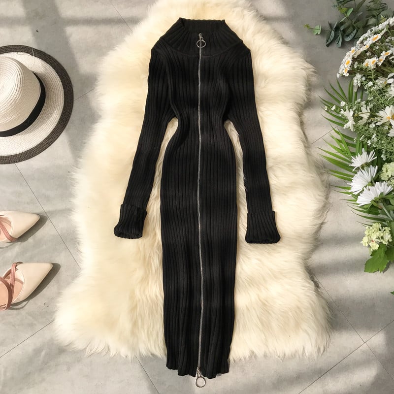 Hétköznapi női ruha cipzárral, többféle színben