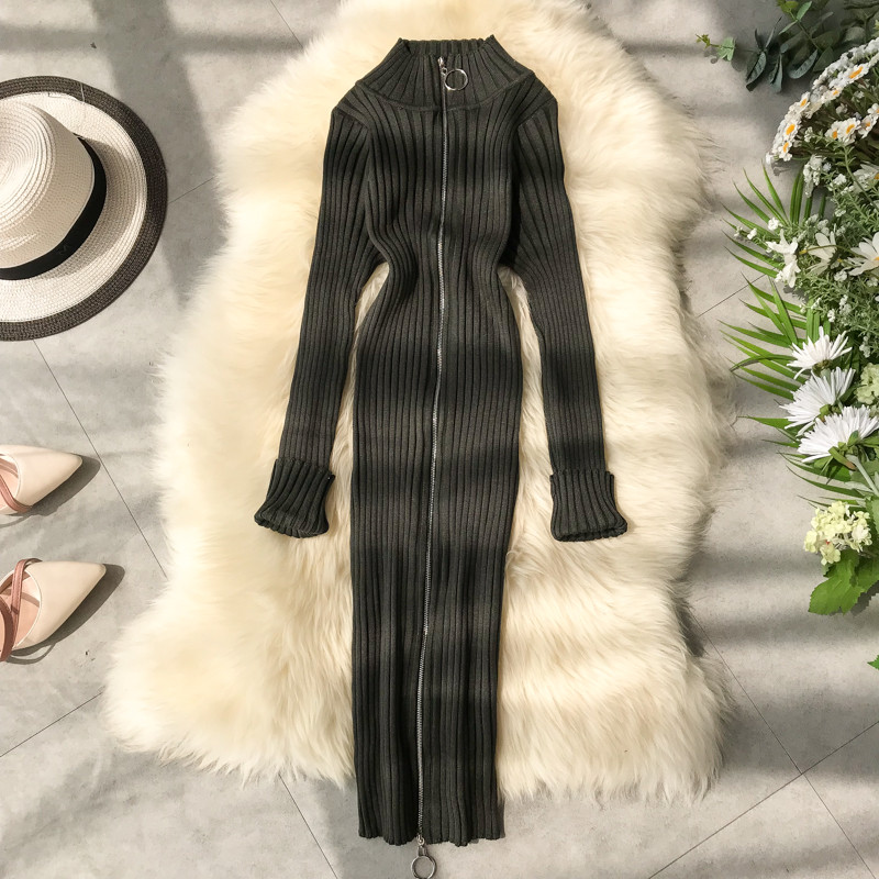 Hétköznapi női ruha cipzárral, többféle színben