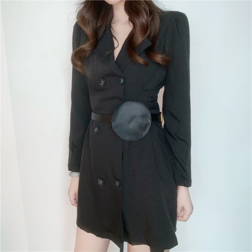 Palton subțire de primăvară-toamnă în bej și negru cu nasturi