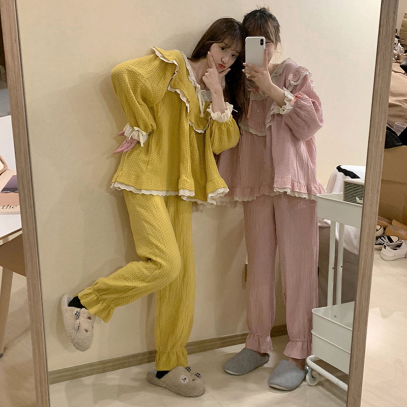Дамска пижама в два цвята розов и жълт