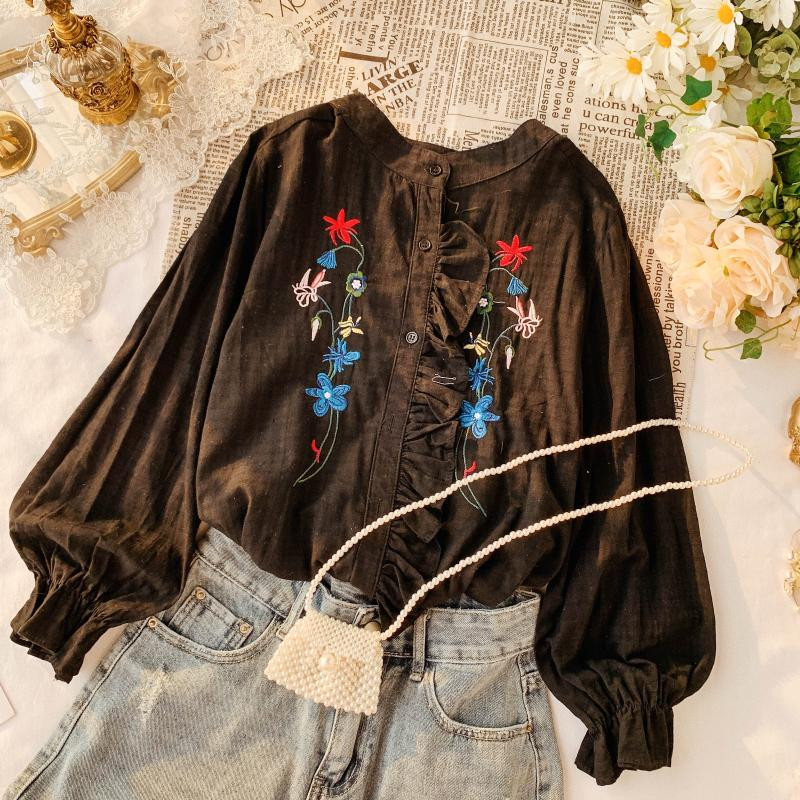 Modern női ing három színben hímzéssel