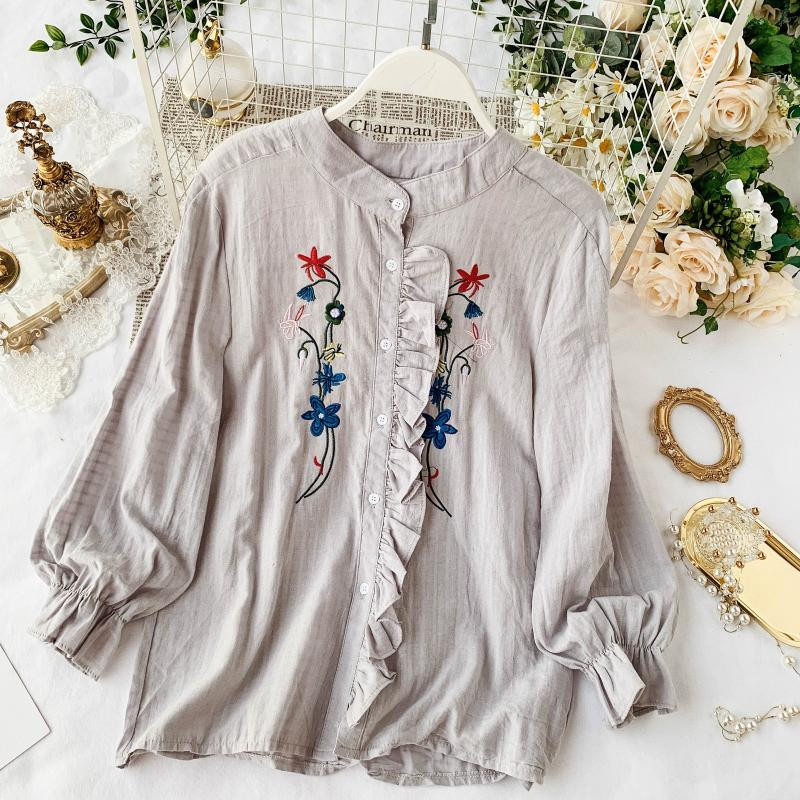 Modern női ing három színben hímzéssel