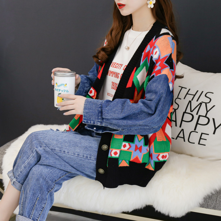 Model nou de vesta de dama colorata cu maneci din denim in mai multe culori