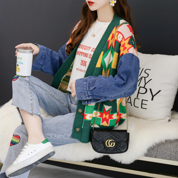 Model nou de vesta de dama colorata cu maneci din denim in mai multe culori