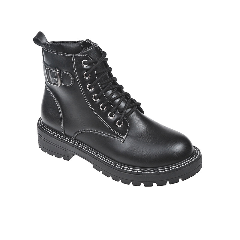 Alkalmi női bőrcsizma fekete fűzővel