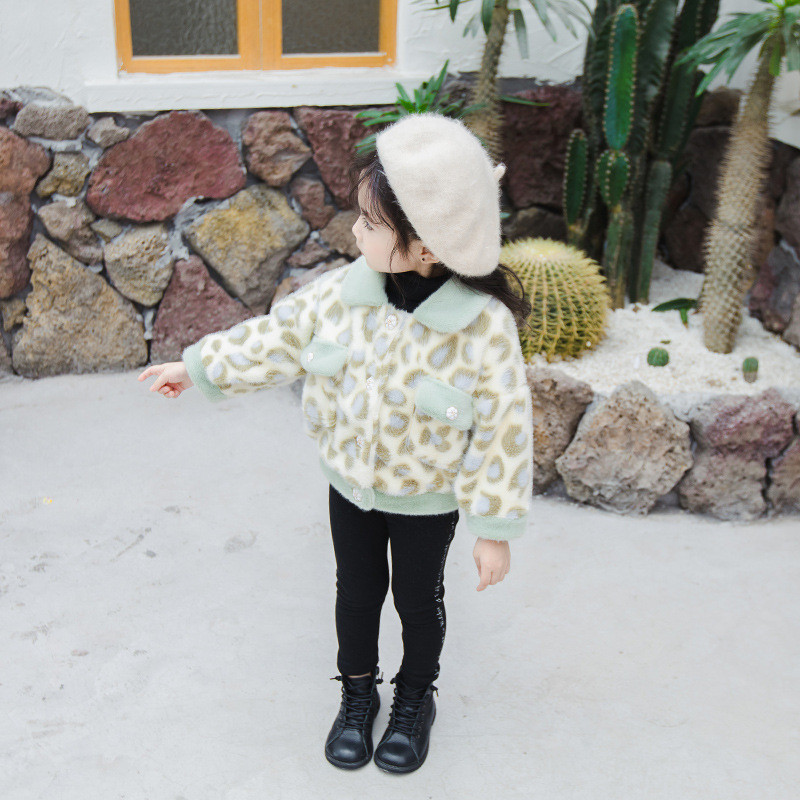 Geaca de copii model nou pentru fete cu model animal in roz si verde