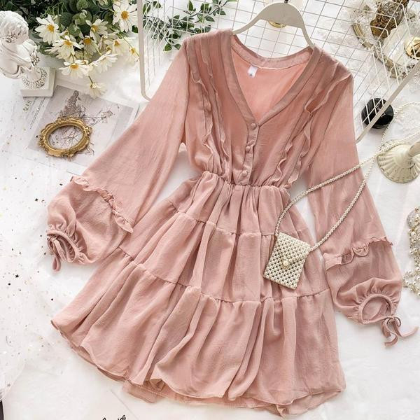 Rochie moderna de dama cu decolteu in V in mai multe culori