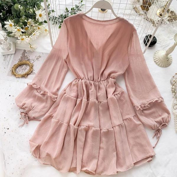 Rochie moderna de dama cu decolteu in V in mai multe culori