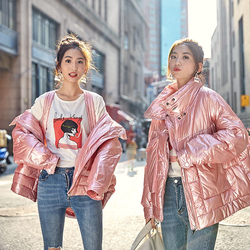 Modern női téli kabát magas gallérral és zsebbel több színben