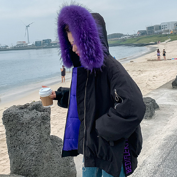 Geaca de iarna lunga de dama moderna cu puf si gluga in trei culori