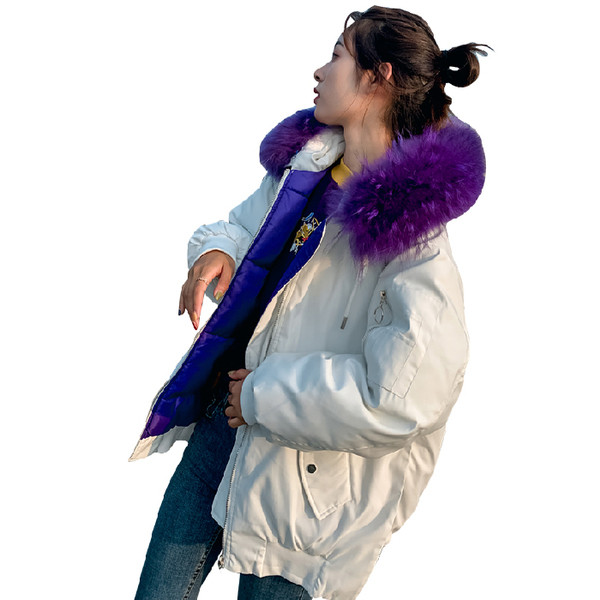 Geaca de iarna lunga de dama moderna cu puf si gluga in trei culori