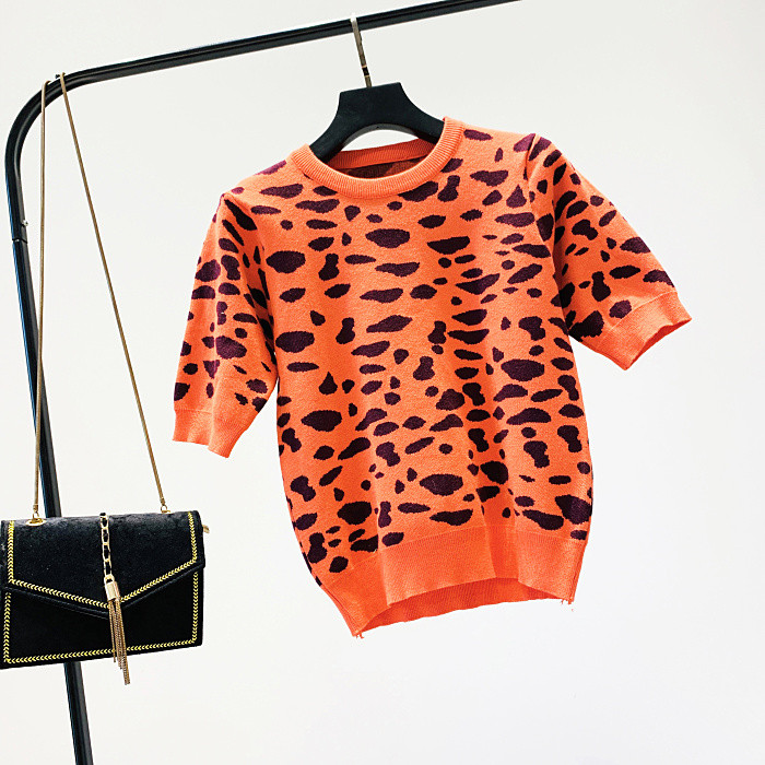 Pulover de dama model nou cu maneci scurte si model animal - mai multe culori