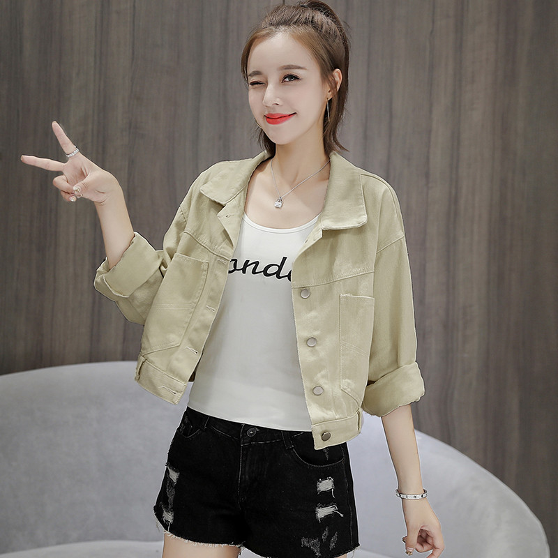 Női rövid farmerdzseki két színben - bézs és zöld