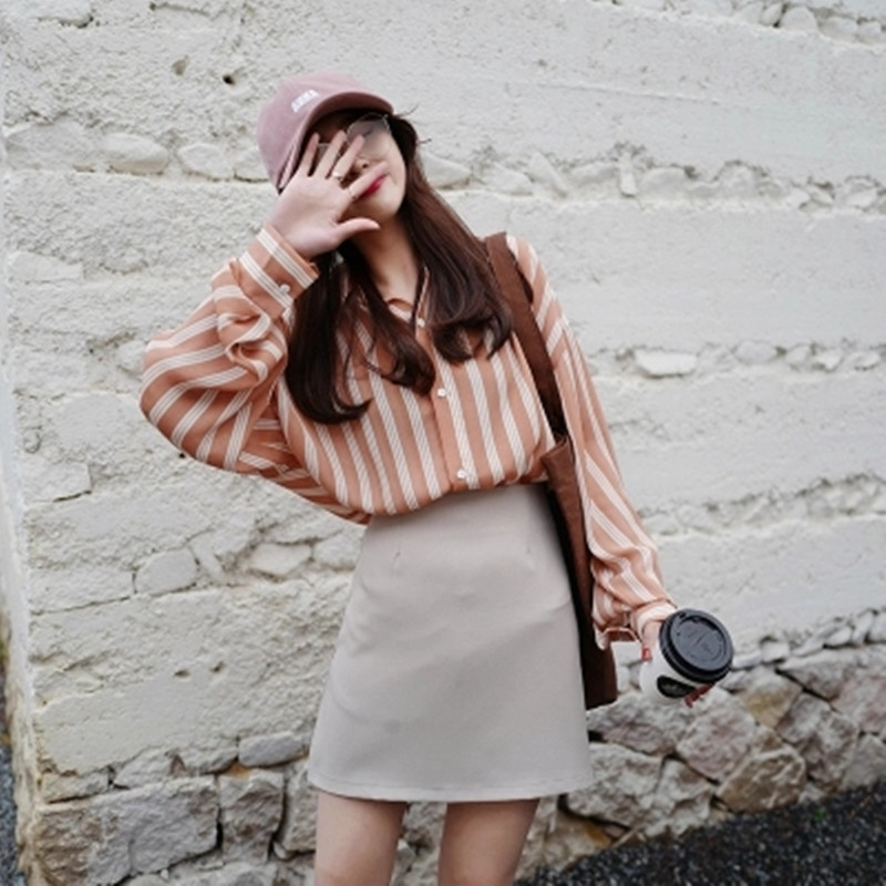 Modern női csíkos ing két színben