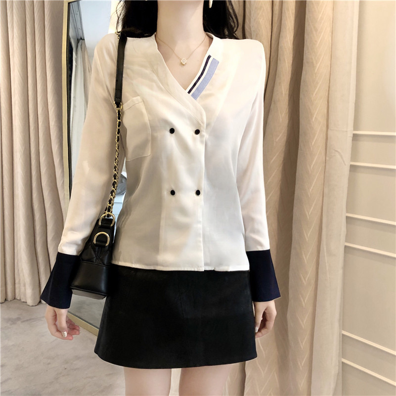 Női alkalmi fehér ing, hosszú ujjal