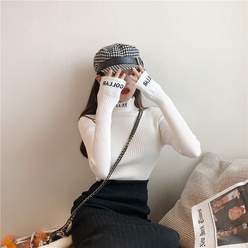 Bluza de dama actuala tricotata in mai multe culori cu guler inalt