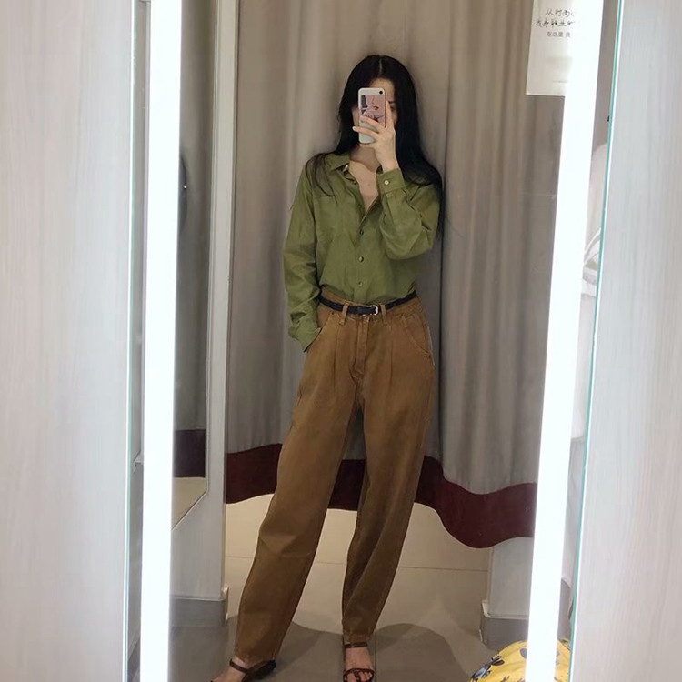 Modern női farmer barna és kék színben - széles modell