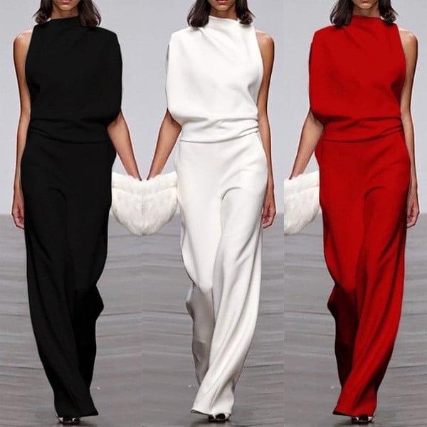 Μοντέρνα γυναικεία μακρύ ολόσωμη φόρμα  ευρύ μοντέλο σε τρία χρώματα