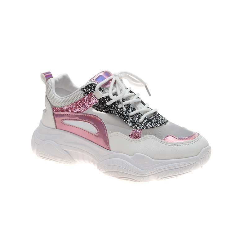 Csillogó hatású modern női tornacipő két színben