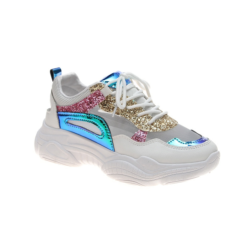 Csillogó hatású modern női tornacipő két színben