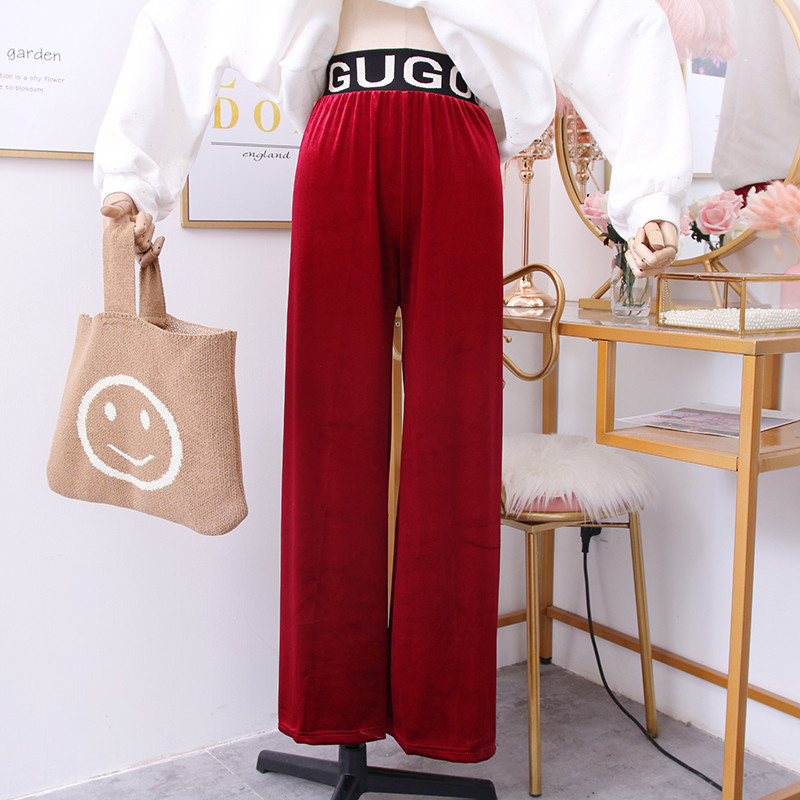 Modern női bársony nadrág - széles modell