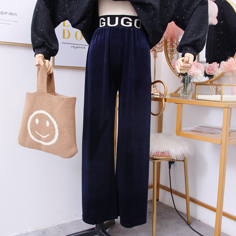 Modern női bársony nadrág - széles modell