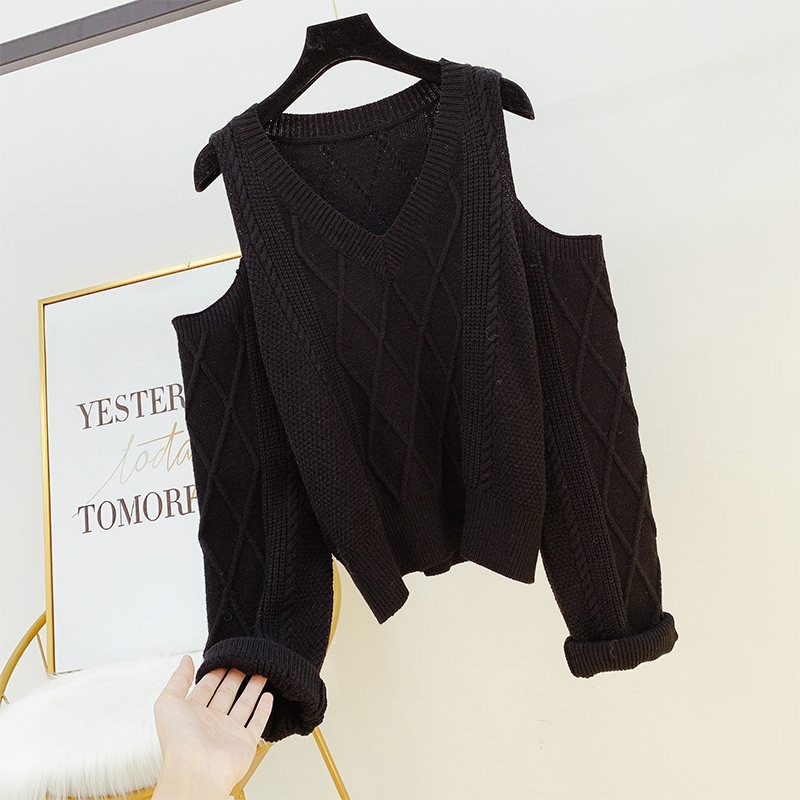 Pulover de dama modern cu umerii goi in patru culori