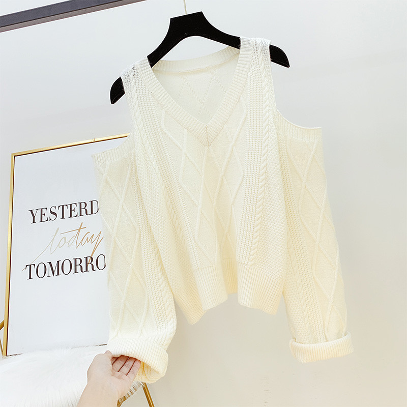 Pulover de dama modern cu umerii goi in patru culori