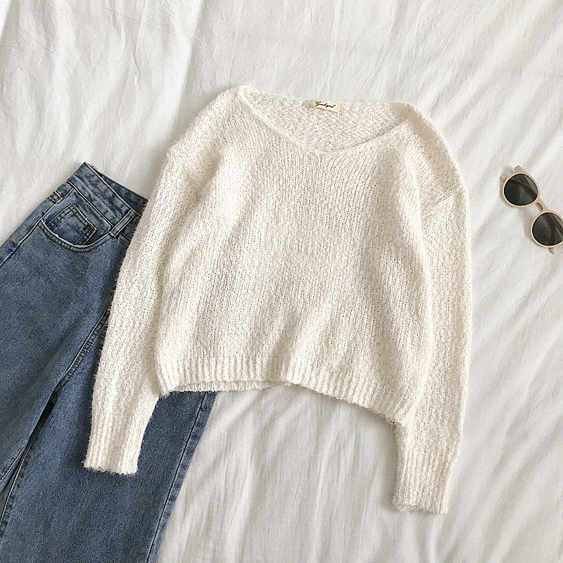 Aktuális női pulóver V-nyakkal, három színben