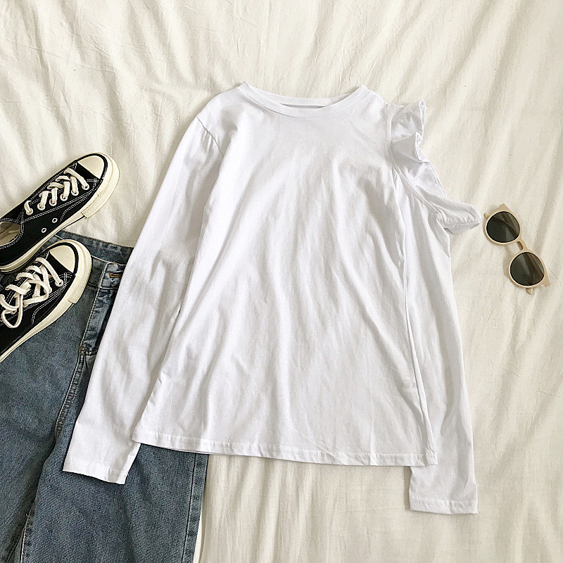 Női blúz három színben, hosszú ujjú, O-nyakú