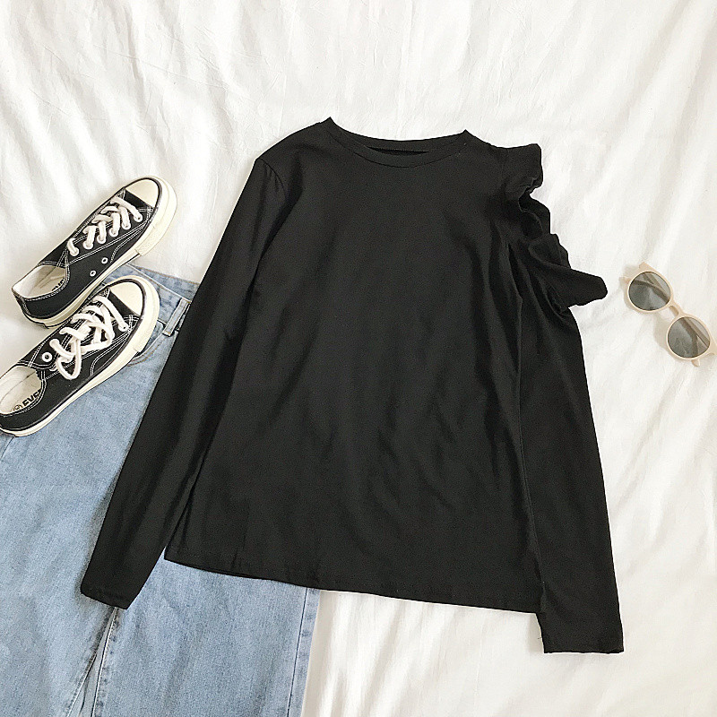 Női blúz három színben, hosszú ujjú, O-nyakú