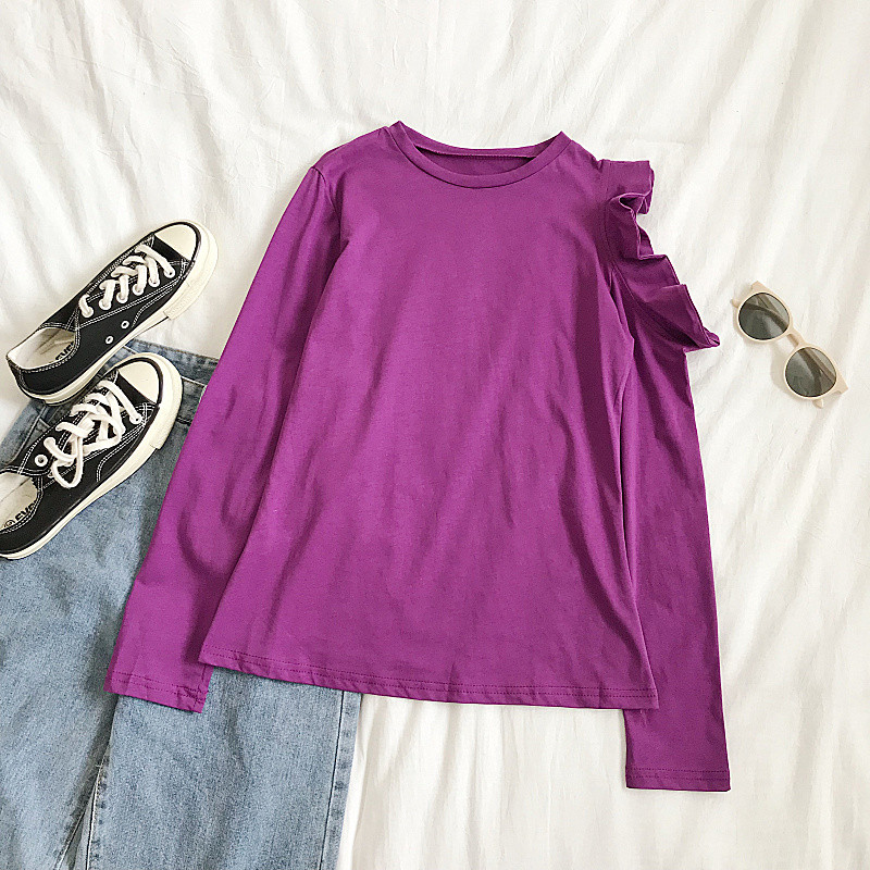 Női blúz három színben, hosszú ujjú, O-nyakú