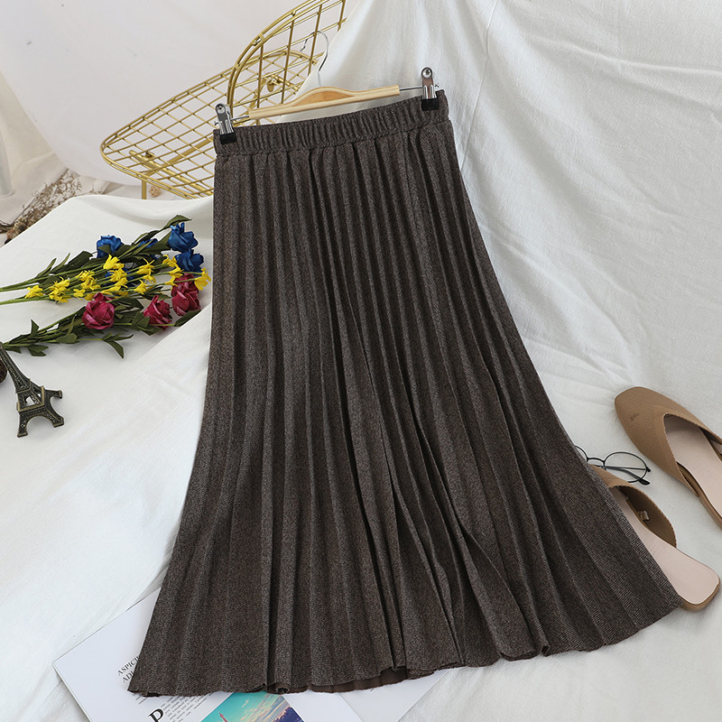 Fusta de dama lunga plisata cu talie inalta in mai multe culori