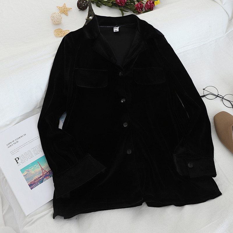 Hosszú női bársony ing három színben