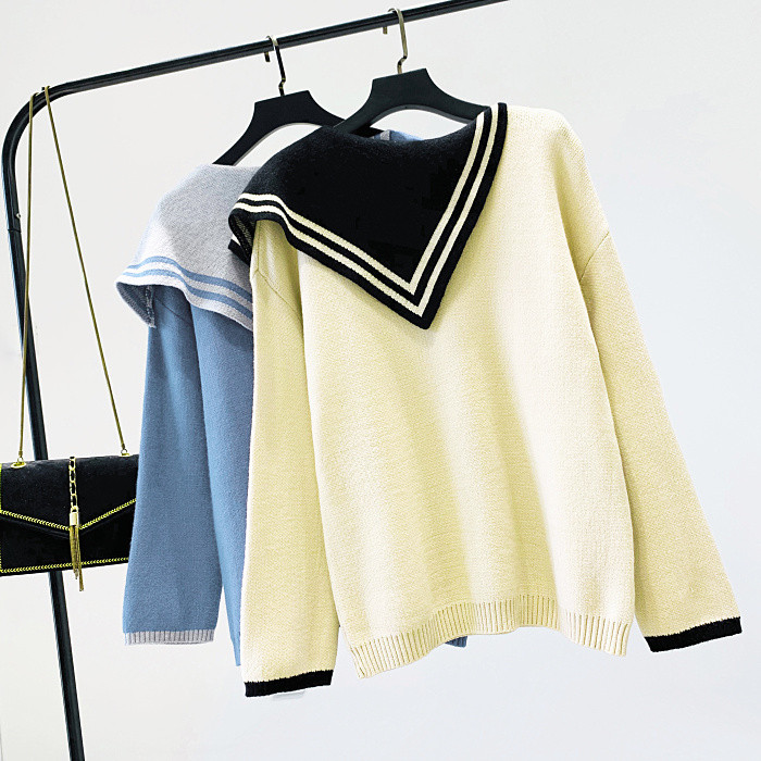 Hétköznapi női pulóver új modellje O-nyakkal, két színben