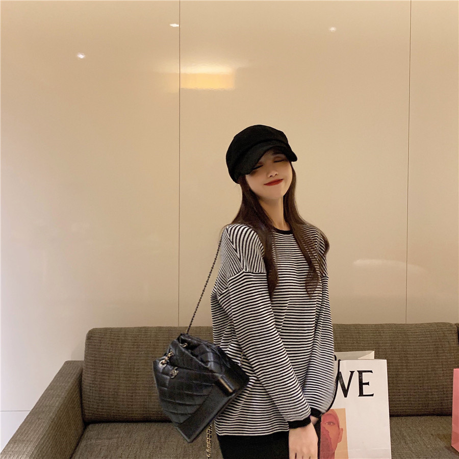 Női csíkos hosszú blúz három színben